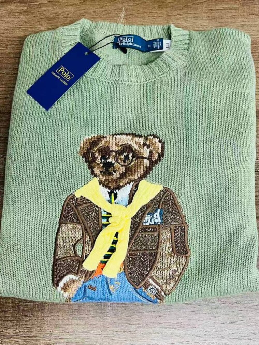 Polo Ralph Lauren Green Bear Knit Sweater M